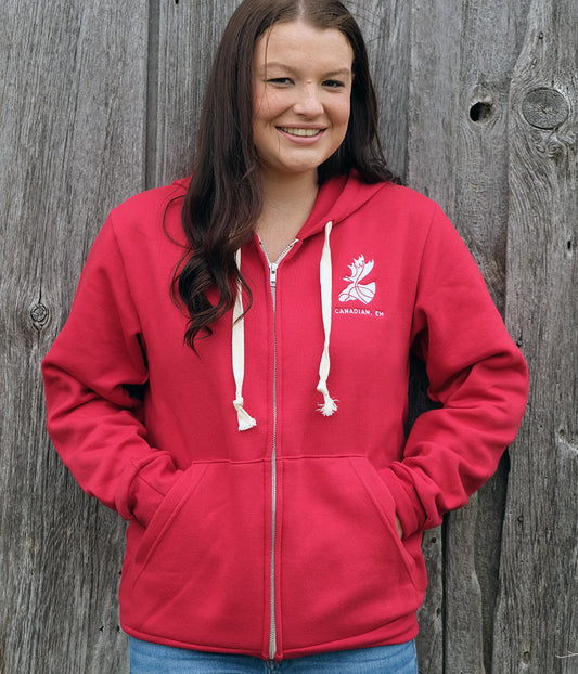Proud Canadian, Eh / Canadien, Hein - Hooded full zip sweatshirt (unisex)
